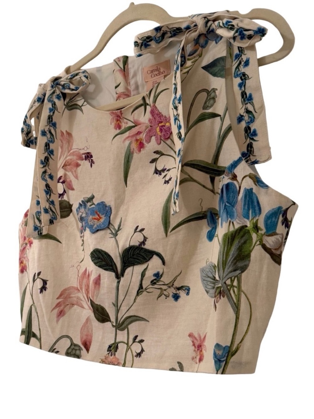 Camila Coelho Floral Embroidered Linen Top & Maxi Skirt Set S NWT - Picture 9 of 12